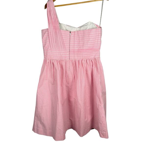 Lilly Pulitzer Plus Addison Dress in Pink Tropics Seersucker Fit & Flare Size 14 - Picture 10 of 13